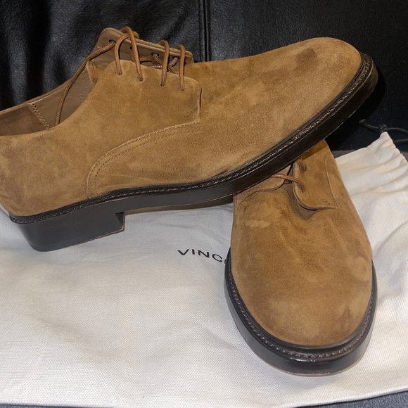 VINCE  Davies Plain Toe Derby Tan Suede Oxfords Suede Size 9.5 US NEW